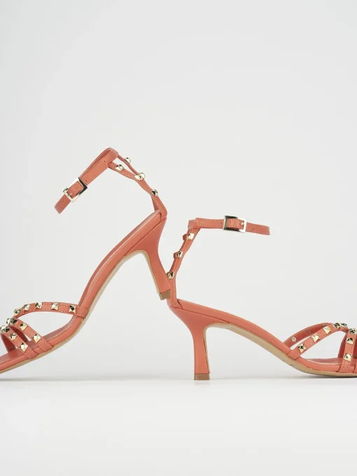 Sandali tacco 7cm pelle arancio