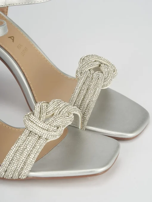 Sandali tacco 8cm pelle argento