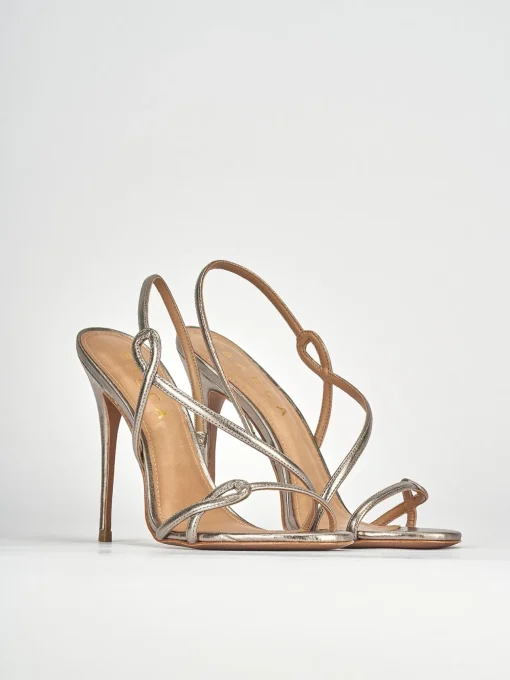 Sandali tacco 12cm pelle argento