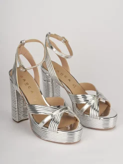 Sandali tacco 11cm pelle argento