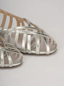 Sandali tacco 1cm pelle argento