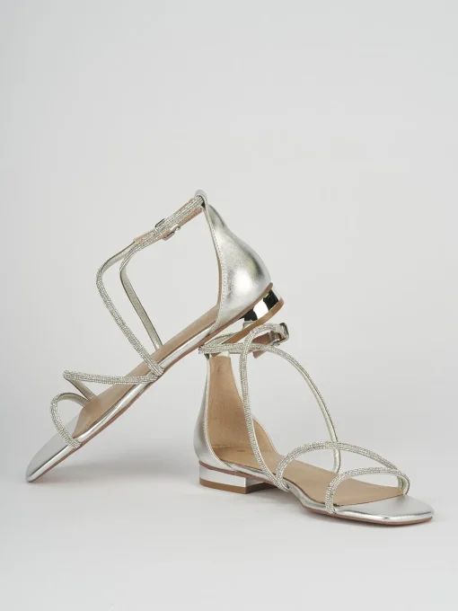 Sandali tacco 1cm pelle argento