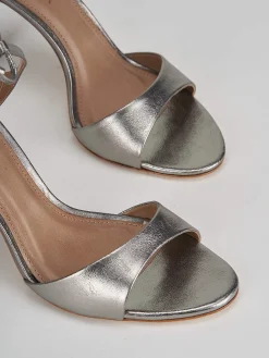 Sandali tacco 9cm pelle argento