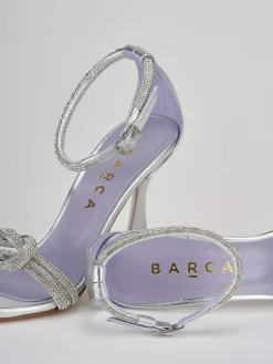 Sandali tacco 9cm pelle argento