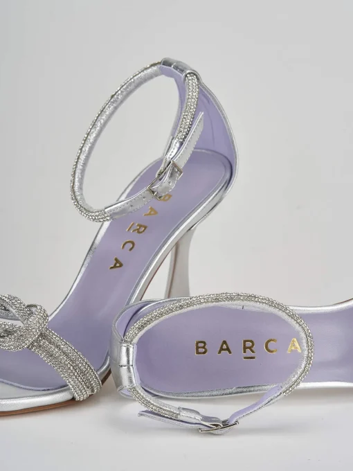Sandali tacco 9cm pelle argento