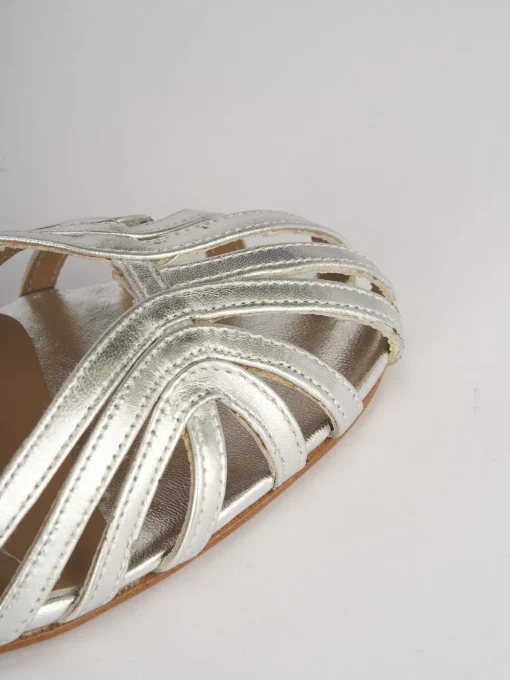 Sandali tacco 7cm pelle argento