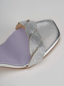Sandali tacco 5cm pelle argento