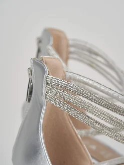 Sandali tacco 5cm pelle argento