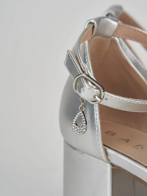 Sandali tacco 6cm pelle argento