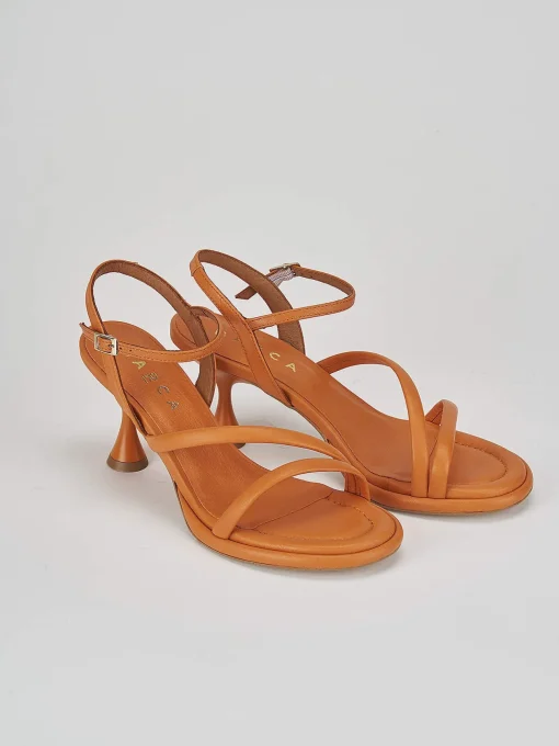 Sandali tacco 6cm pelle arancio