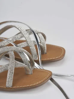 Sandali tacco 1cm pelle argento
