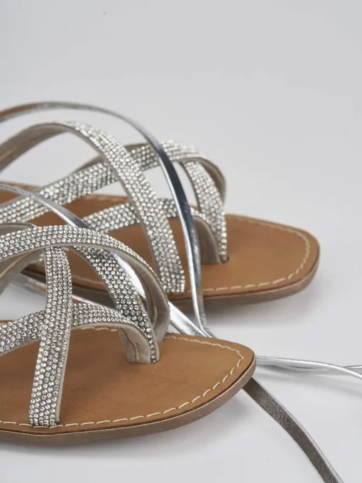 Sandali tacco 1cm pelle argento