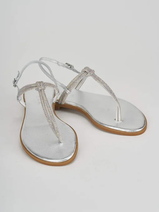 Sandali tacco 1cm pelle argento