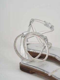 Sandali tacco 1cm pelle argento