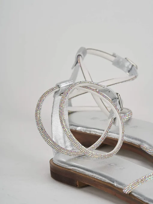 Sandali tacco 1cm pelle argento