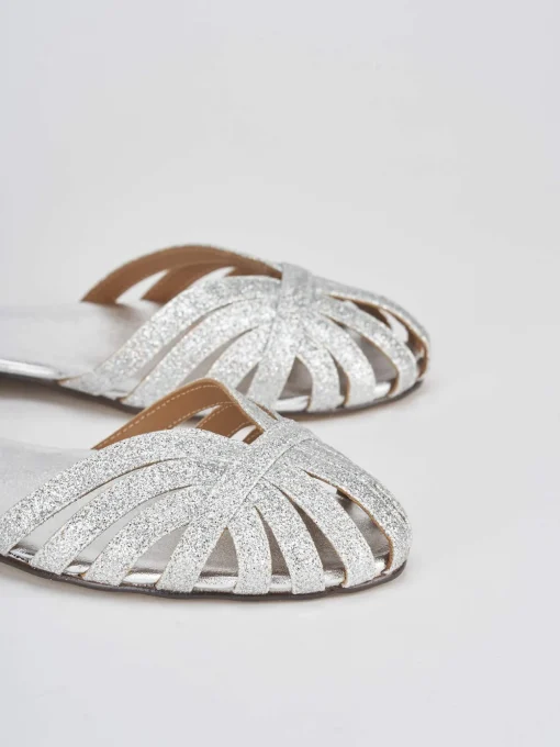 Sandali tacco 1cm pelle argento