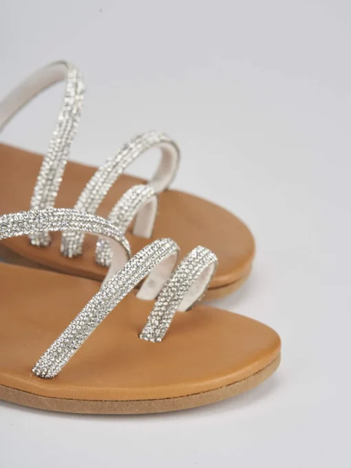 Sandali tacco 1cm pelle argento