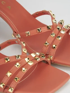 Sandali tacco 7cm pelle arancio