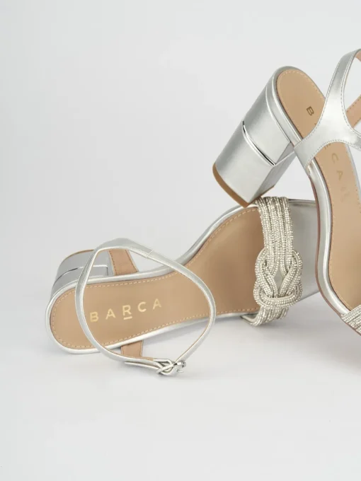 Sandali tacco 8cm pelle argento