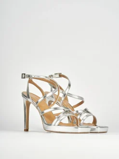 Sandali tacco 8cm pelle argento