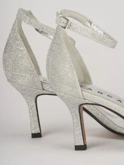 Sandali tacco 6cm pelle argento
