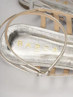Sandali tacco 1cm pelle argento