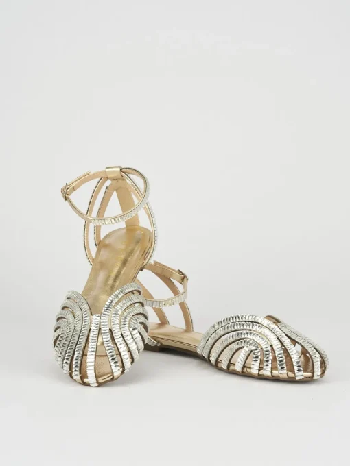 Sandali tacco 1cm pelle argento