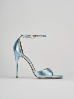 Sandali tacco 11cm pelle azzurro