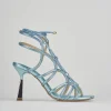 Sandali tacco 9cm pelle azzurro