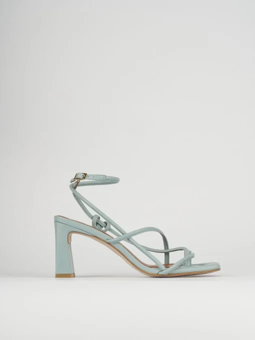 Sandali tacco 8cm pelle azzurro