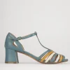 Sandali tacco 5cm pelle azzurro