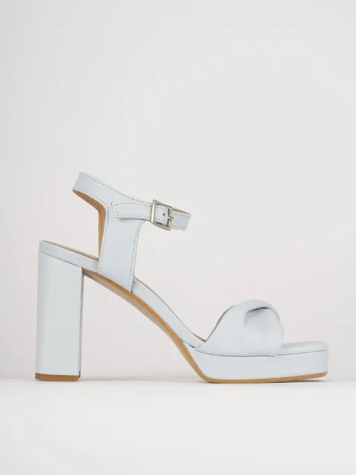 Sandali tacco 9cm pelle azzurro