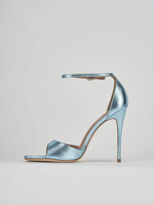 Sandali tacco 11cm pelle azzurro