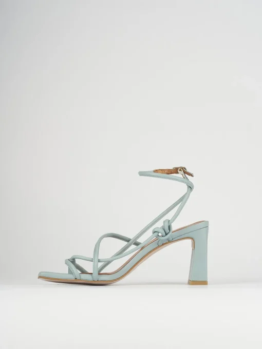 Sandali tacco 8cm pelle azzurro