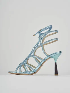 Sandali tacco 9cm pelle azzurro