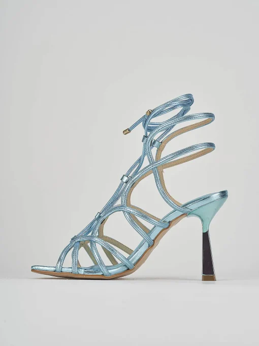 Sandali tacco 9cm pelle azzurro