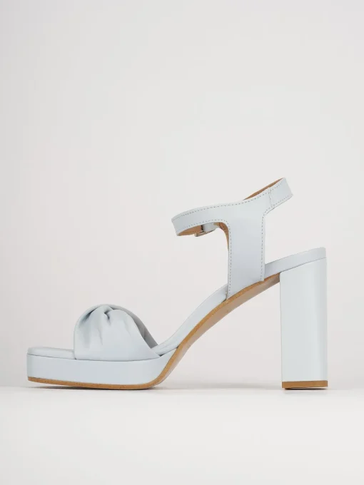 Sandali tacco 9cm pelle azzurro