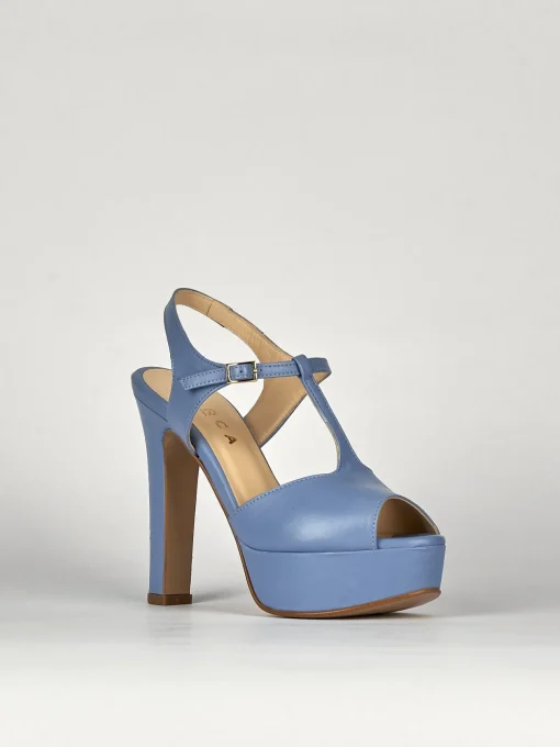 Sandali tacco 10cm pelle azzurro