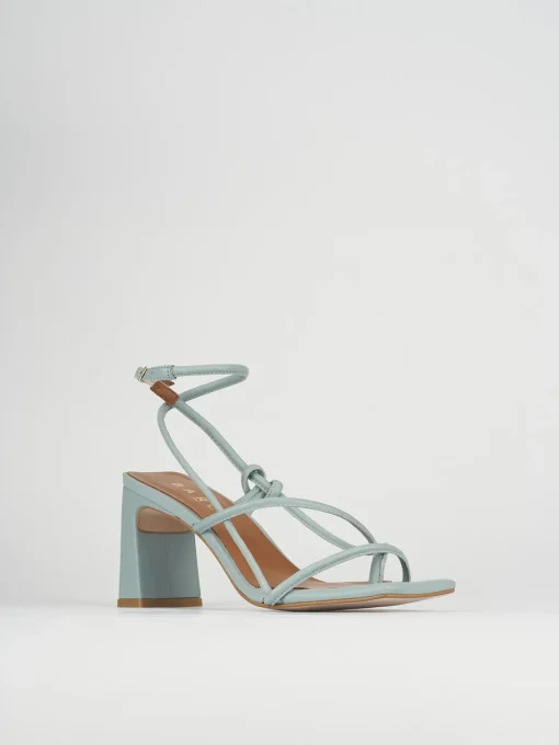 Sandali tacco 8cm pelle azzurro