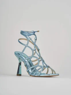 Sandali tacco 9cm pelle azzurro