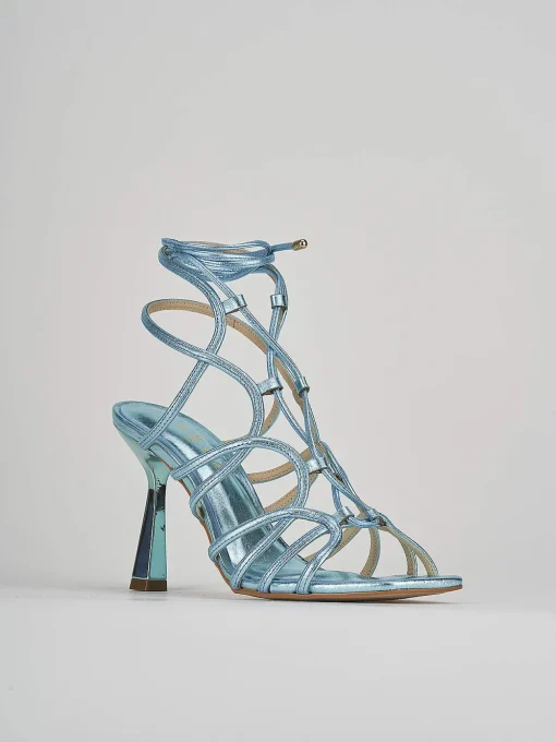 Sandali tacco 9cm pelle azzurro