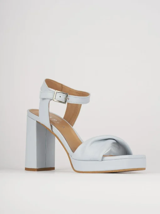 Sandali tacco 9cm pelle azzurro