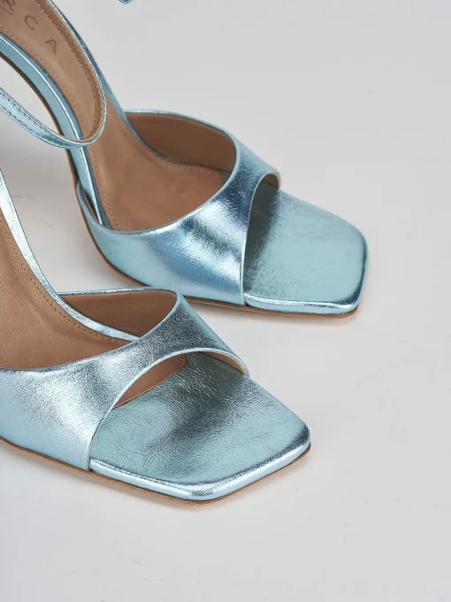Sandali tacco 11cm pelle azzurro