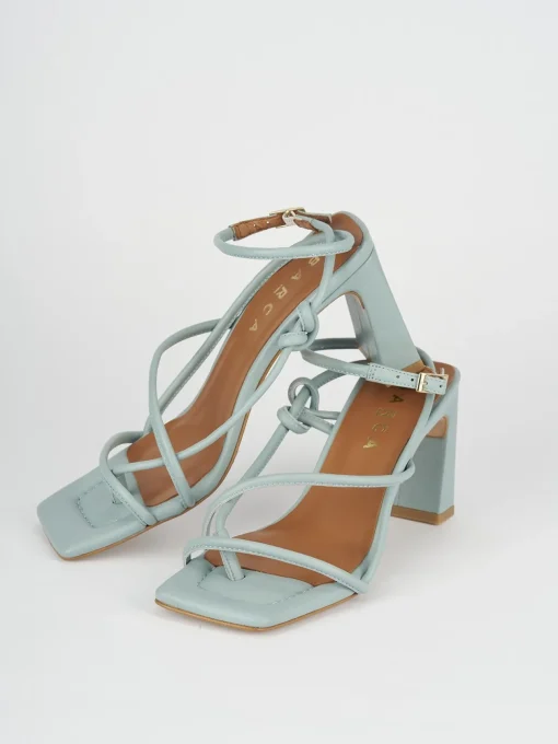 Sandali tacco 8cm pelle azzurro