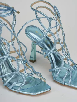 Sandali tacco 9cm pelle azzurro