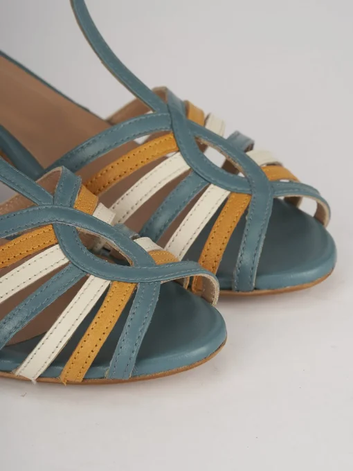 Sandali tacco 5cm pelle azzurro