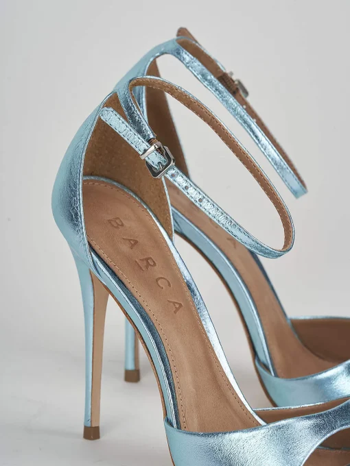Sandali tacco 11cm pelle azzurro
