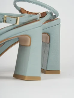 Sandali tacco 8cm pelle azzurro