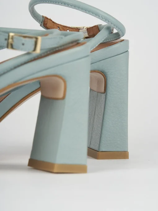 Sandali tacco 8cm pelle azzurro
