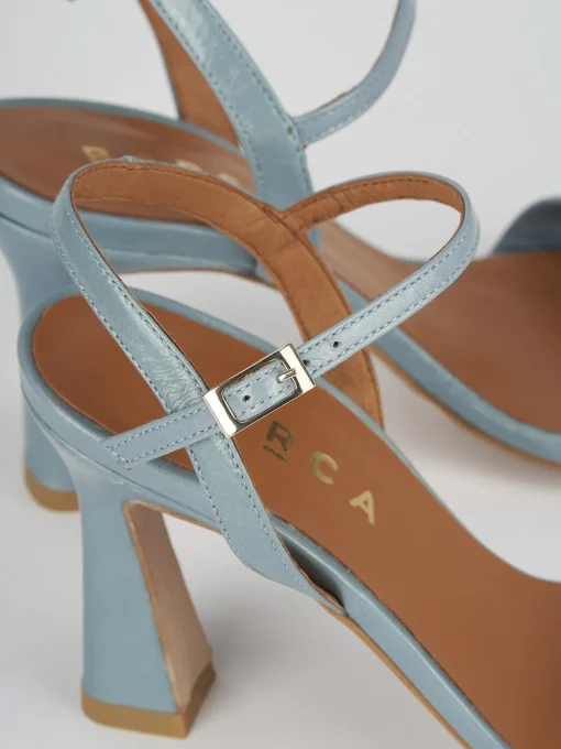 Sandali tacco 9cm pelle azzurro